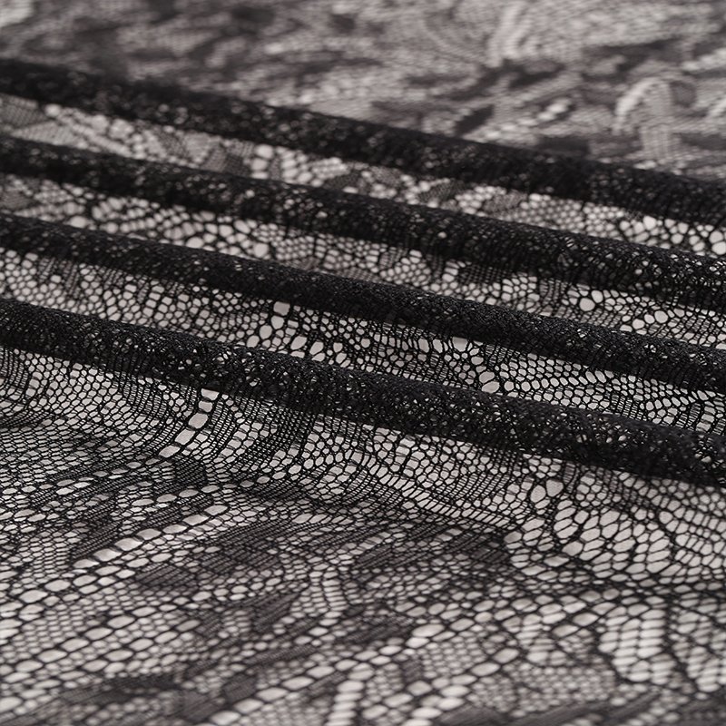 Factory Hot Sales Hot Style Black Elastic Tulle Nylon Mesh Embroidered Lace Fabric For Party