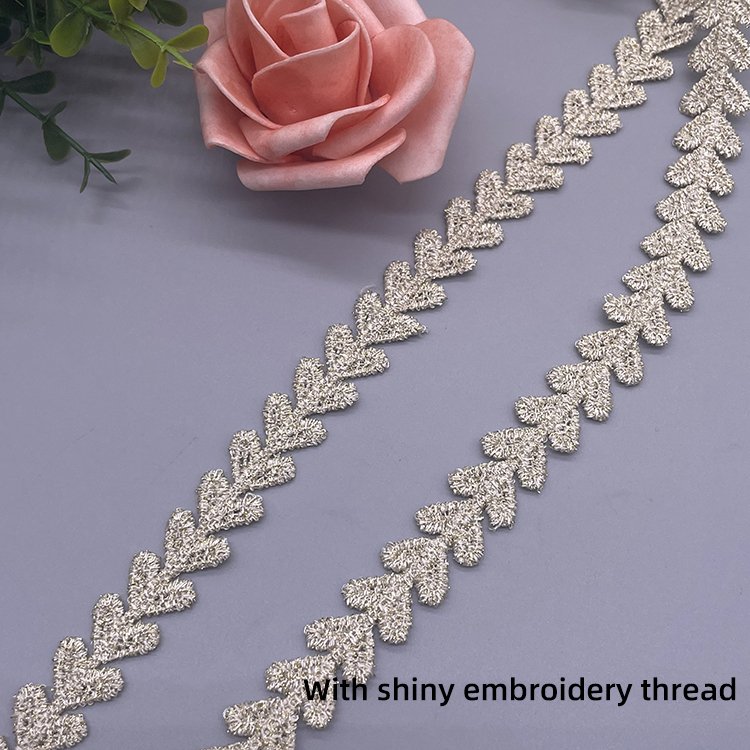 Fashionable Water-Soluble Lace with Peach Thread Embroidery for Dress Decoration lace trim