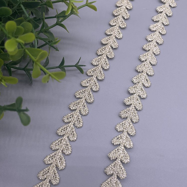 Fashionable Water-Soluble Lace with Peach Thread Embroidery for Dress Decoration lace trim