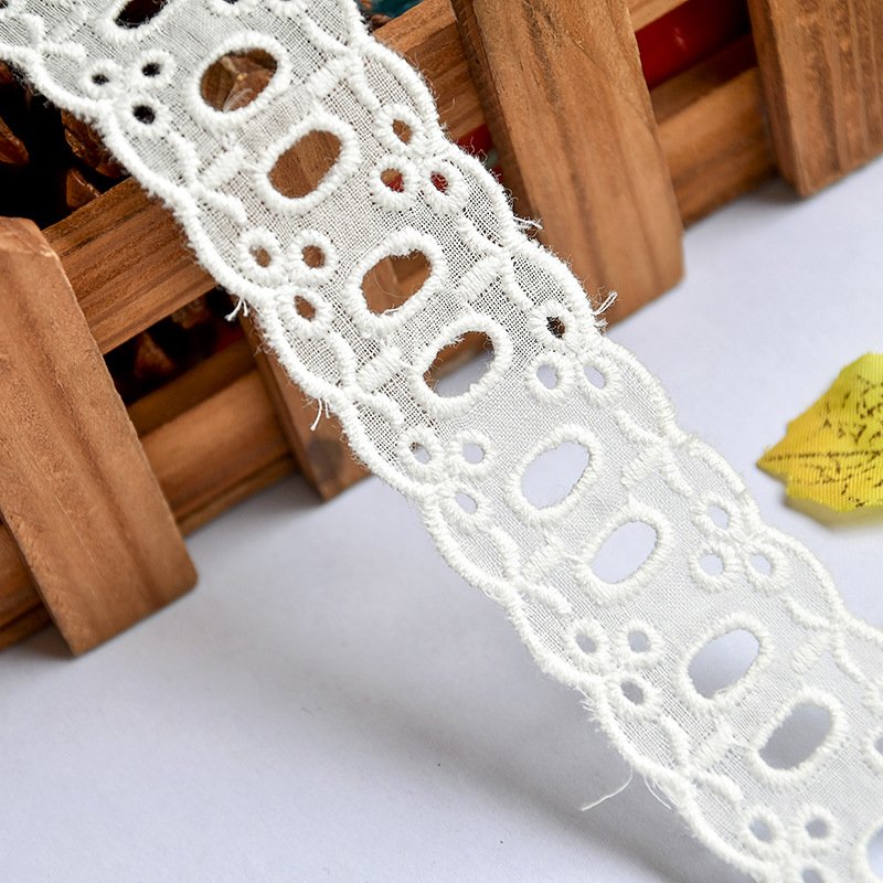 Wholesale african swiss lace or french Wide Cotton Fabric Lace trim Embroidery For Garment