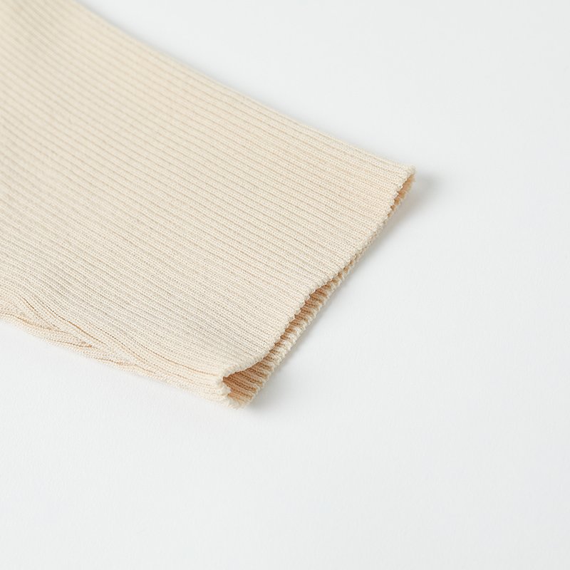 Knitwear factory custom khaki short sleeved lapel ribbed knit women's dress
