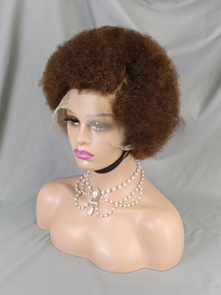 Cheap High Puff Afro Kinky Curly Wig Full Frontal 13x4 Short Bob Lace Front Wig Glueless Short Pixie Cut Human Hair Wigs