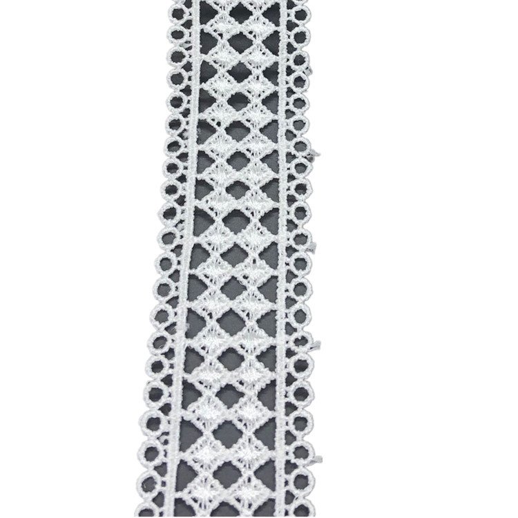 Wholesale Border Clothing Accessories Embroidery Lace Fabric White Cotton Ribbon Lace Trim