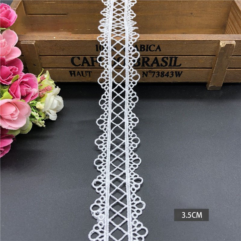 Wholesale Border Clothing Accessories Embroidery Lace Fabric White Cotton Ribbon Lace Trim