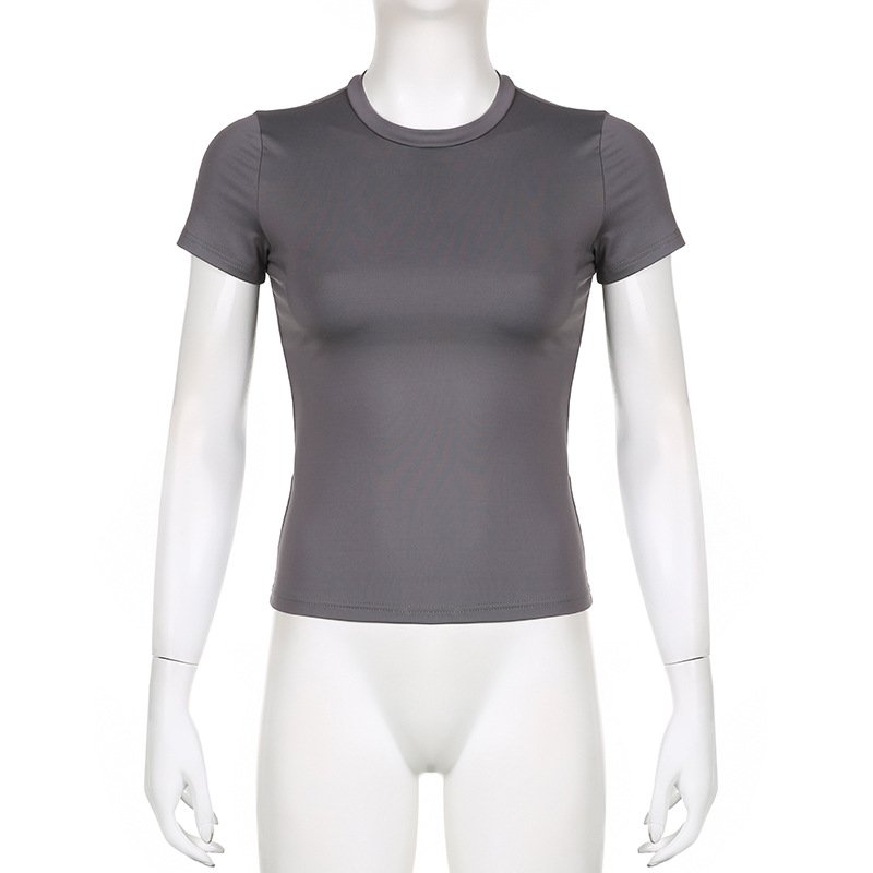 2024 Custom logo Baby Tee Women's t-shirts wholesale Crop Top Puff Rhinestone Plain Sexy Fitted Thin Blank Shirt for Woman
