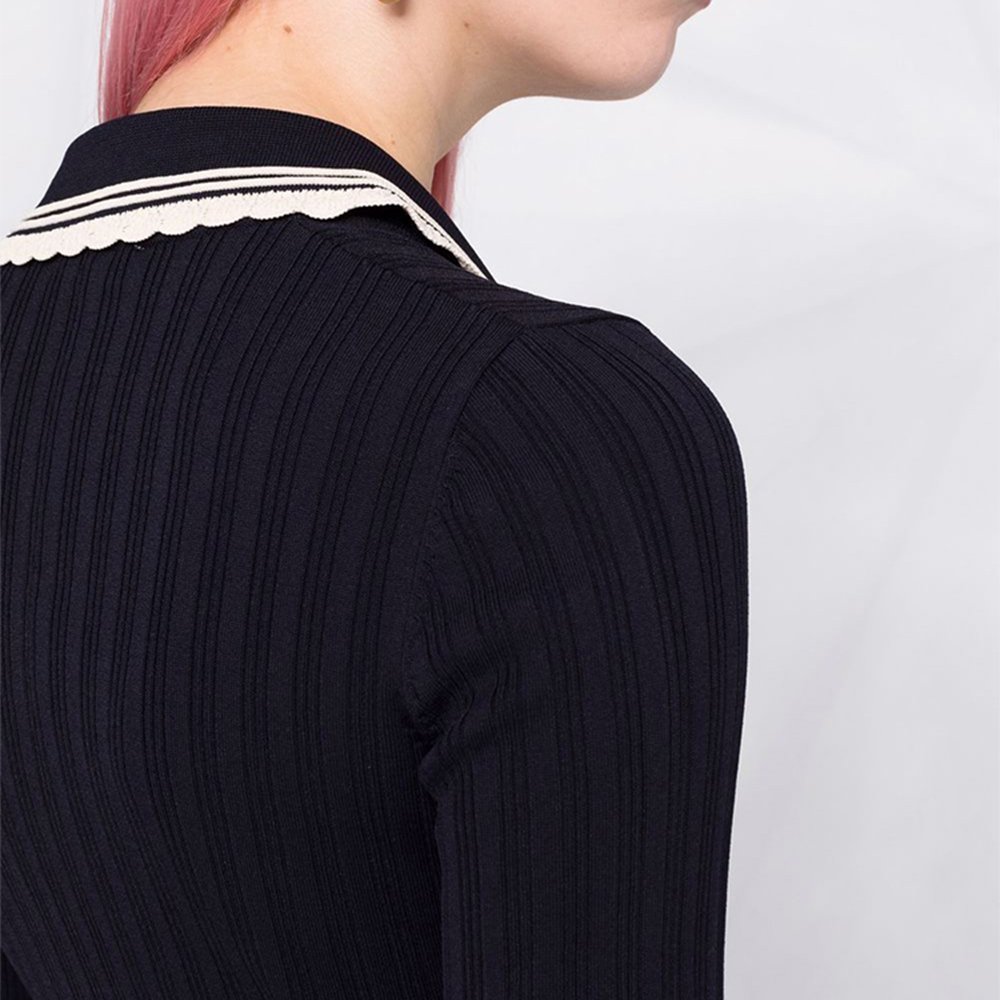 Knitwear Sweater Manufacturers Custom Logo Small Fragrance Designer Luxury Women's Rib Knit Dress Modest Sweater Dress