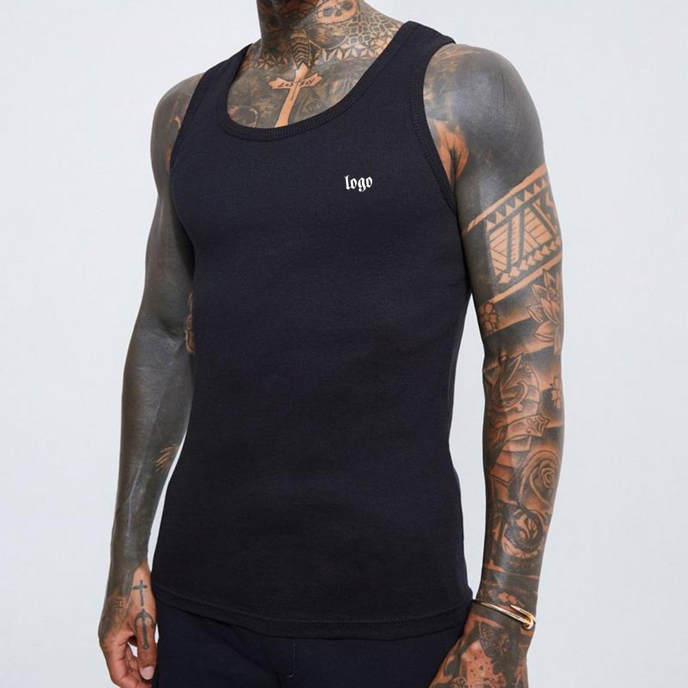 High Quality Men'S Tank Tops Square Cut Muscle Ribbed Tank Tops Custom Wholesale Gym Stringer Tank Top Men