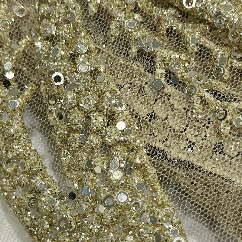 China oem supplier african french glitter tulle luxury lace trim mesh fabric wholesale for wedding evening dress lace