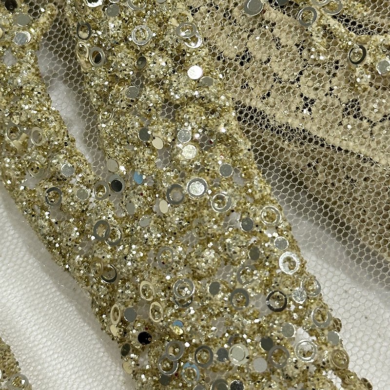 China oem supplier african french glitter tulle luxury lace trim mesh fabric wholesale for wedding evening dress lace
