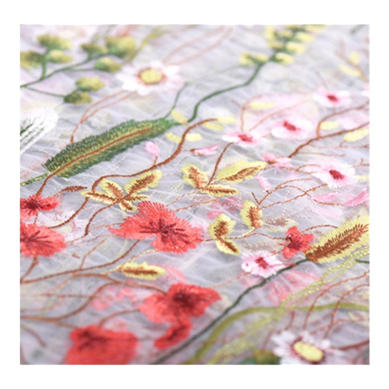 3D Tulle Lace Fabric Polyester Twill Fabric For Flower Embroidery Fabric