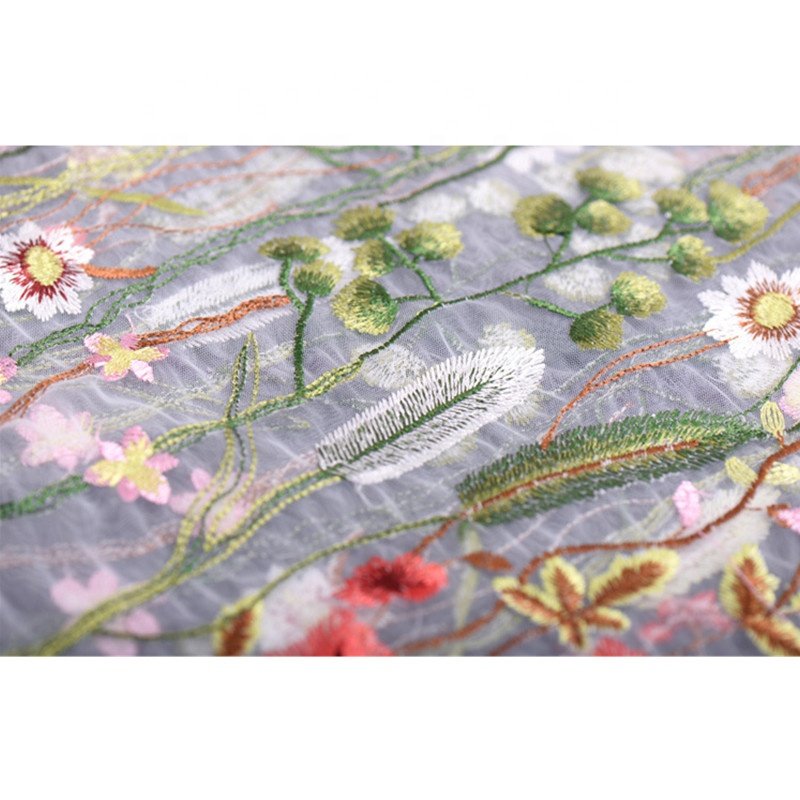 3D Tulle Lace Fabric Polyester Twill Fabric For Flower Embroidery Fabric