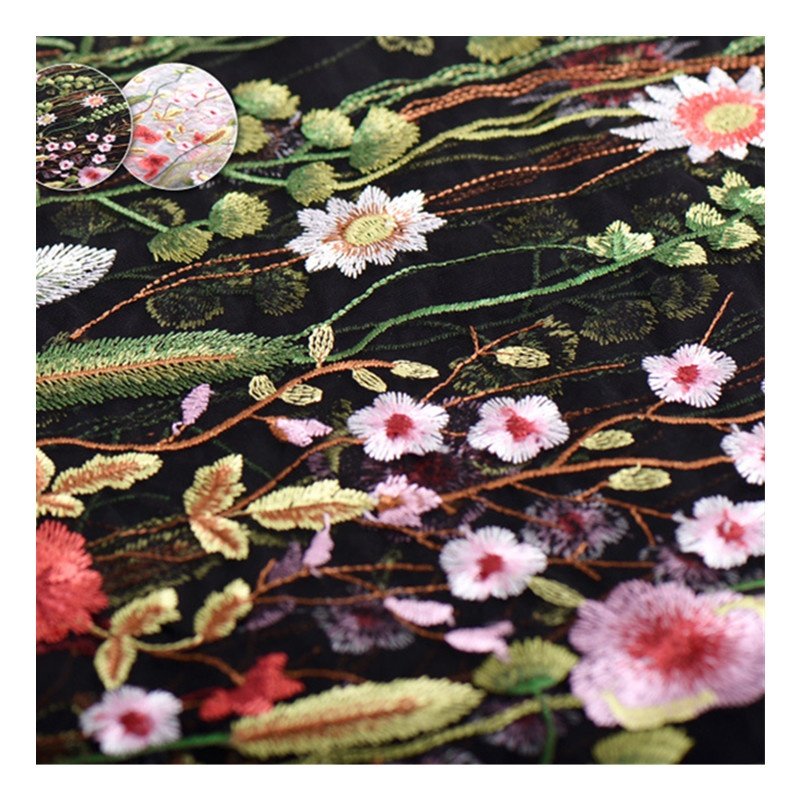 3D Tulle Lace Fabric Polyester Twill Fabric For Flower Embroidery Fabric