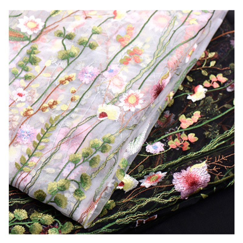 3D Tulle Lace Fabric Polyester Twill Fabric For Flower Embroidery Fabric