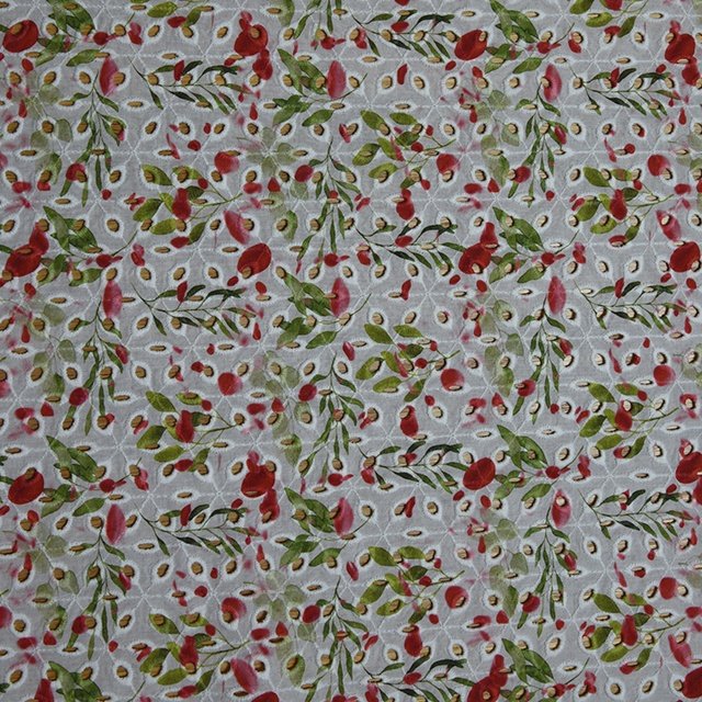 HA-7331J Wholesale top selling red floral printed lace 100% cotton embroidery fabric for garment