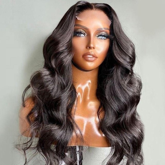 Ali Queen Hair Body Wave 13X4 Transparent Lace Frontal Wig With Baby Hair Human Hair Wigs For Women