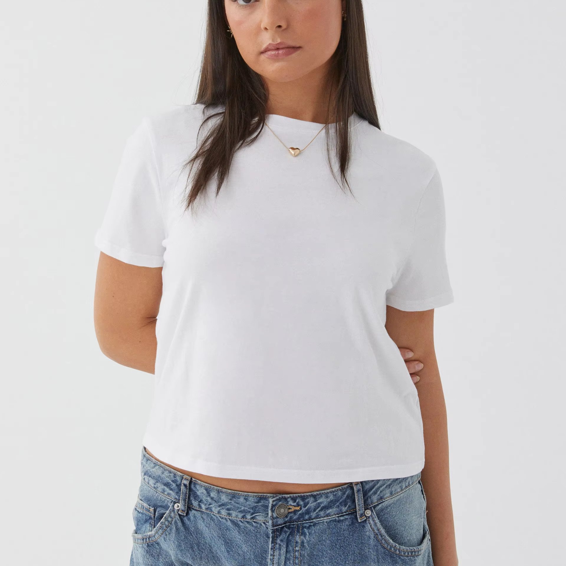 Runwaylove R424 White t-shirt Basic blank design t-shirt