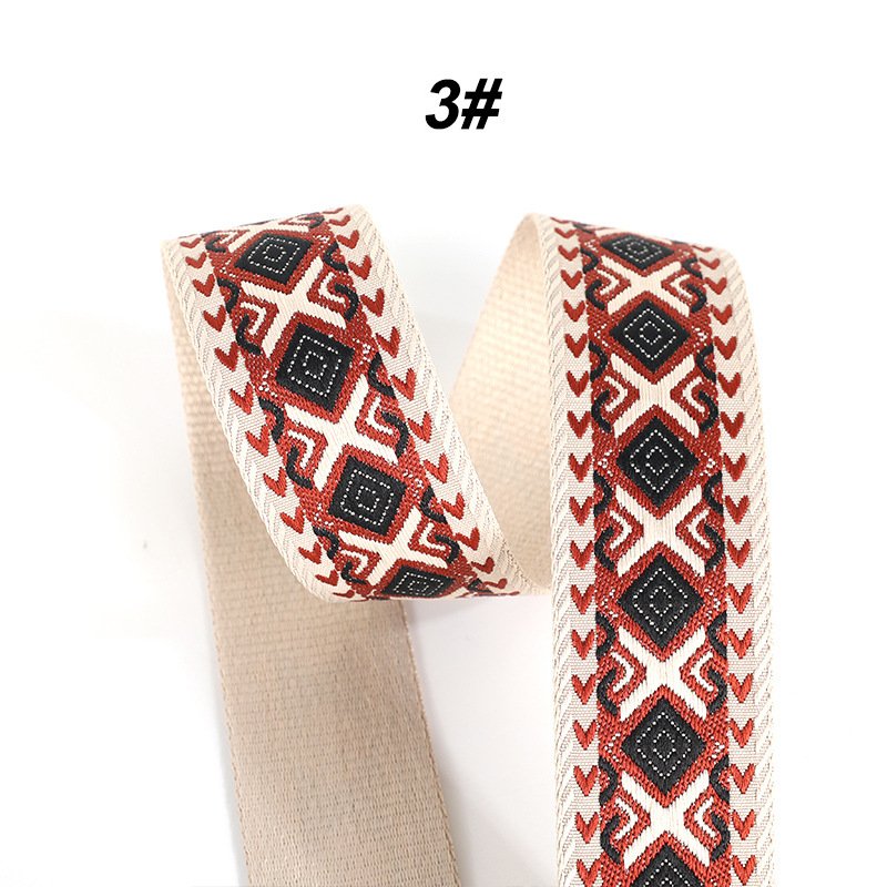 38mm 50mm Jacquard Webbing Ethnic Trimming 1.5-1.8mm thick Decorative Ribbon Lace for Shoulder Strap Curtain Sewing Accessories