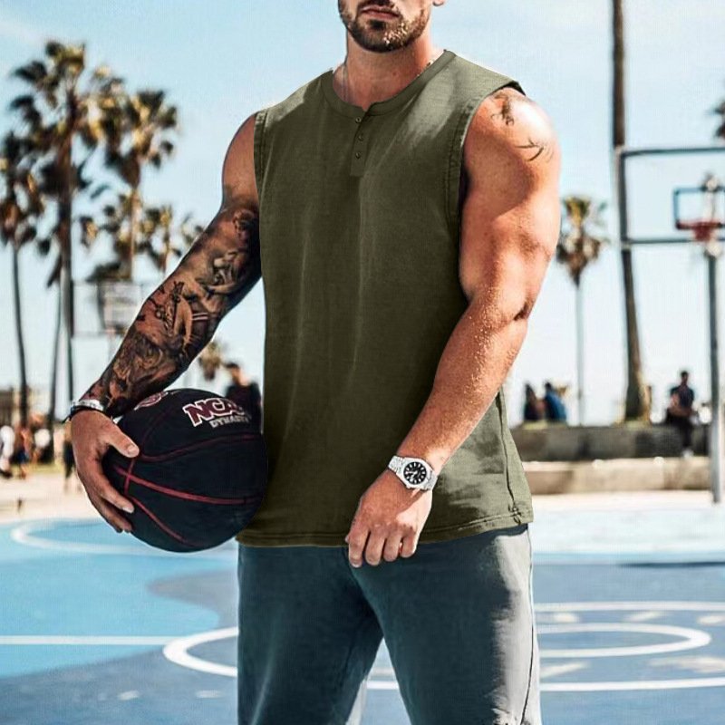 Plus Size Sleeveless Summer Plain Thick Vest Men Round Neck Gym Basketball Streetwear Men's Tank Top