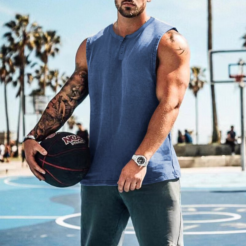 Plus Size Sleeveless Summer Plain Thick Vest Men Round Neck Gym Basketball Streetwear Men's Tank Top