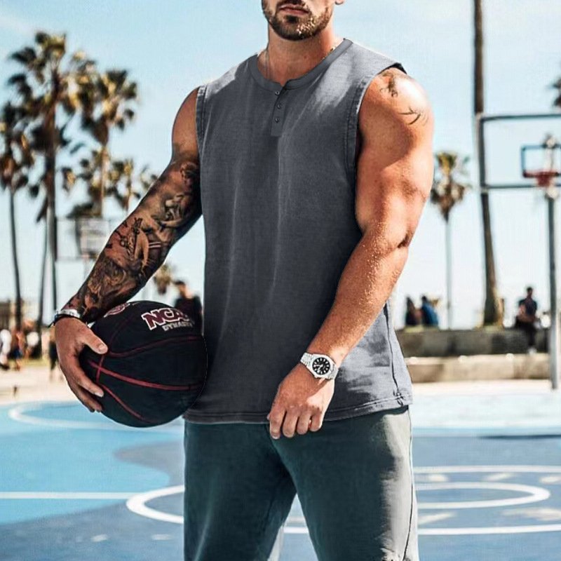 Plus Size Sleeveless Summer Plain Thick Vest Men Round Neck Gym Basketball Streetwear Men's Tank Top