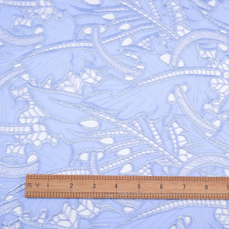 New Design Guipure Lace Fabric Embroidery Flower Blue Cord Lace For Dress Making