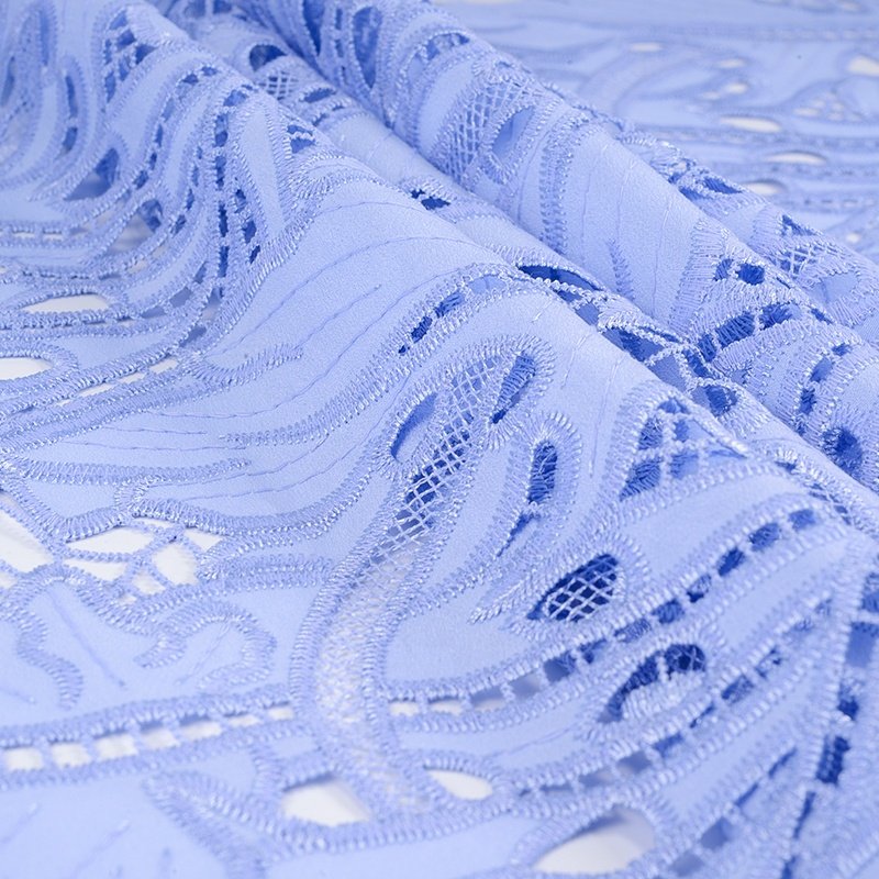 New Design Guipure Lace Fabric Embroidery Flower Blue Cord Lace For Dress Making