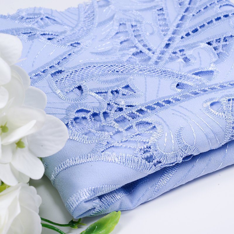 New Design Guipure Lace Fabric Embroidery Flower Blue Cord Lace For Dress Making