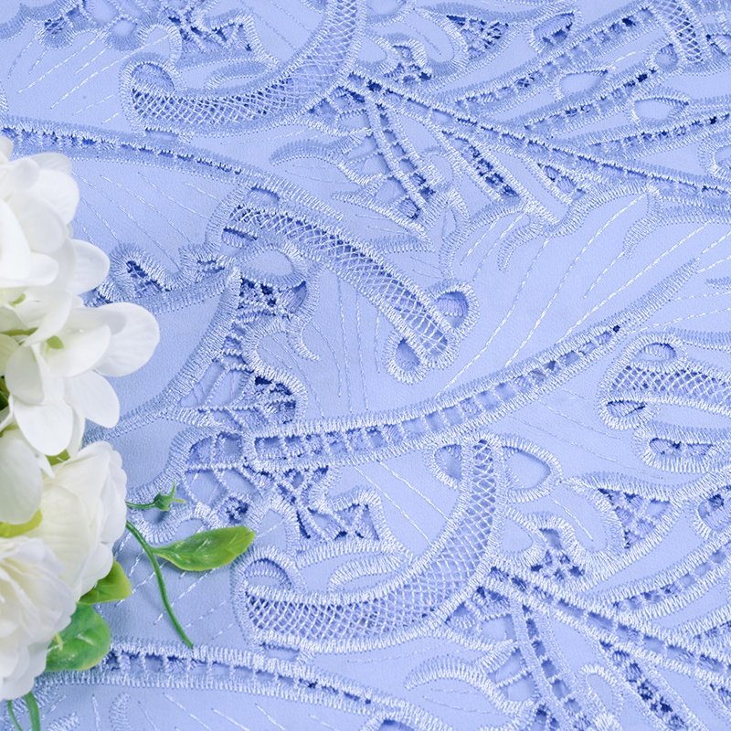 New Design Guipure Lace Fabric Embroidery Flower Blue Cord Lace For Dress Making