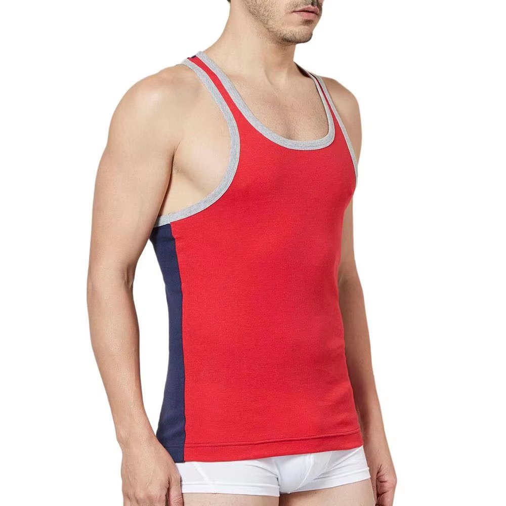 Singlet For Men Custom Sublimation Print Ribbed Fitness Wholesale Gym Tank Top Men Round Bottom Polyester Mesh Tank Top