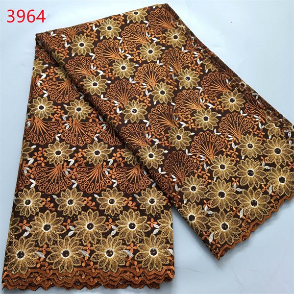 3964 Wholesale High Quality Mexico Cotton Embroidery Fabrics African Swiss Voile Lace Fabric With Rhinestones For Daily Clothing