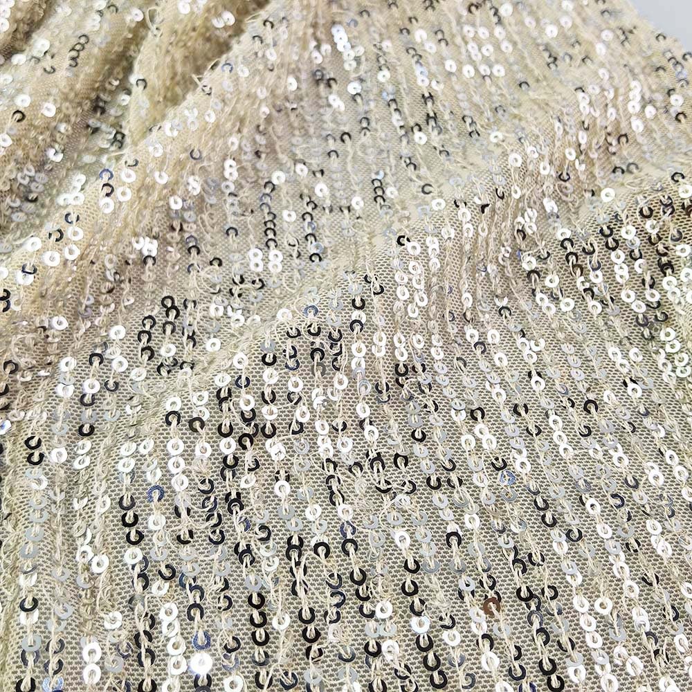 New Wholesale 88%Polyester 12%Spandex Four-Way Stretch Embroidery Sequins Mesh Fabric for Party Dress, Decoration, Banquet