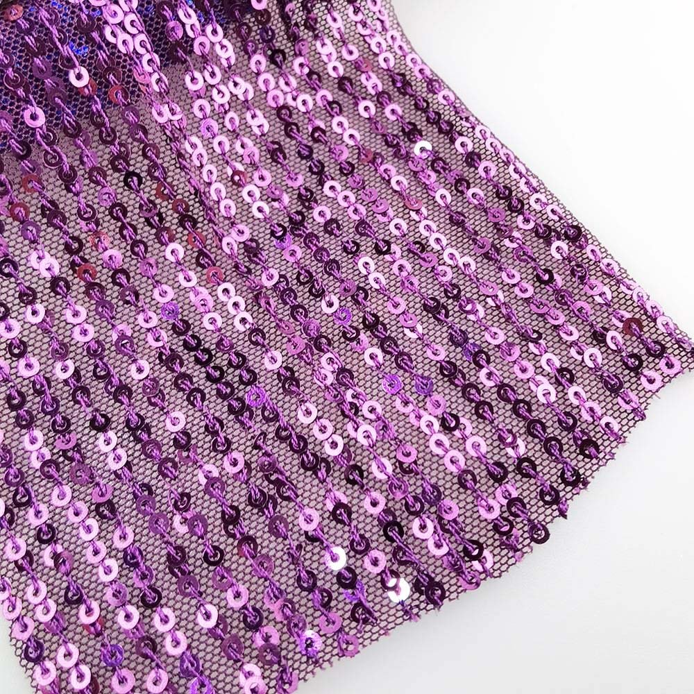 New Wholesale 88%Polyester 12%Spandex Four-Way Stretch Embroidery Sequins Mesh Fabric for Party Dress, Decoration, Banquet