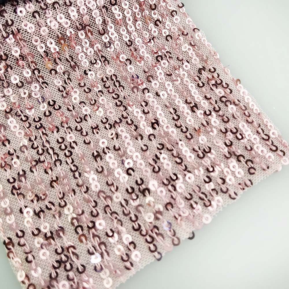 New Wholesale 88%Polyester 12%Spandex Four-Way Stretch Embroidery Sequins Mesh Fabric for Party Dress, Decoration, Banquet