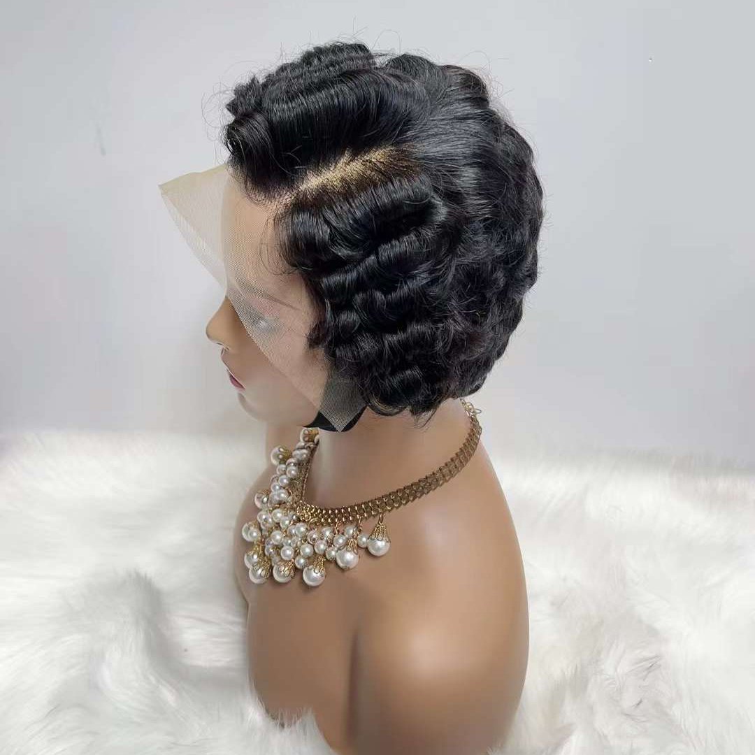 Perruque Pixie Cut Wig Human Hair Curly Bob Short Pixie Cut Lace Wig Bleached Knots Lace Frontal 13x4 Pixie Wig With Baby Hair