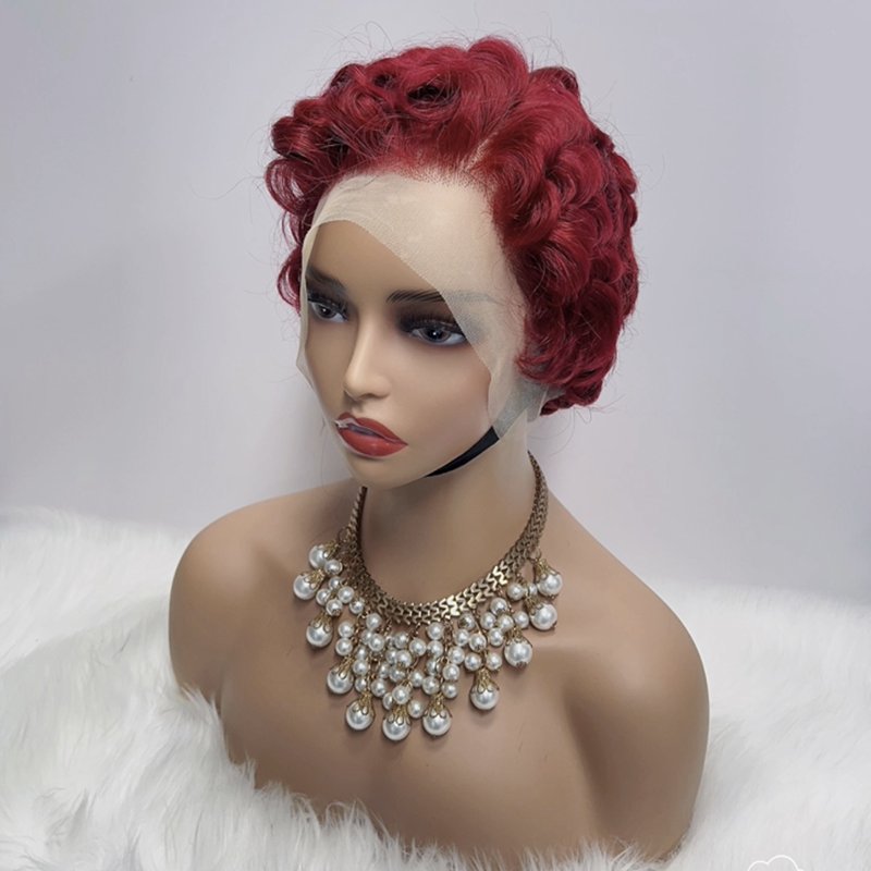 Perruque Pixie Cut Wig Human Hair Curly Bob Short Pixie Cut Lace Wig Bleached Knots Lace Frontal 13x4 Pixie Wig With Baby Hair