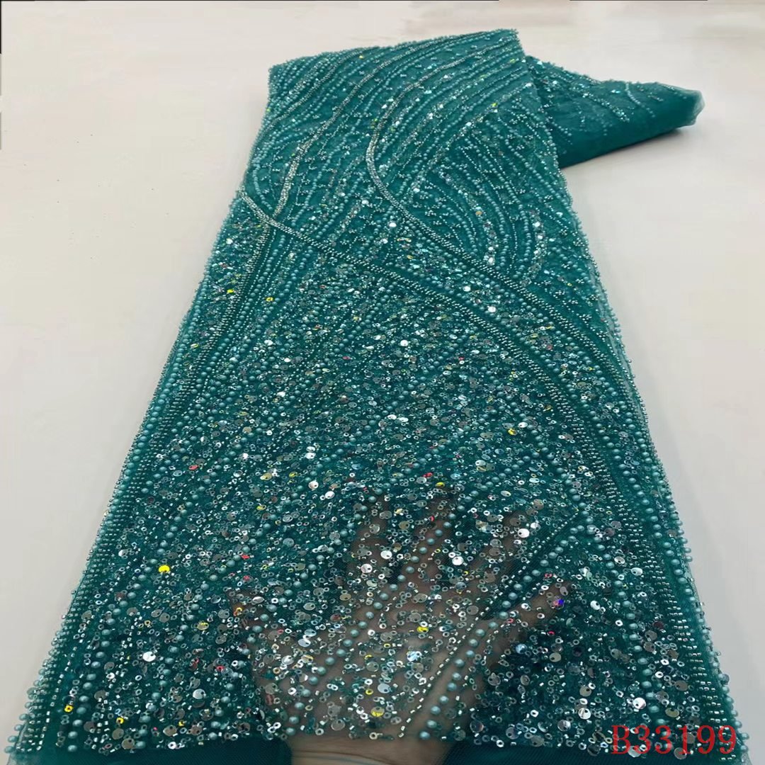 wholesale price and high quality sequin lace fabric embroidery black material tulle