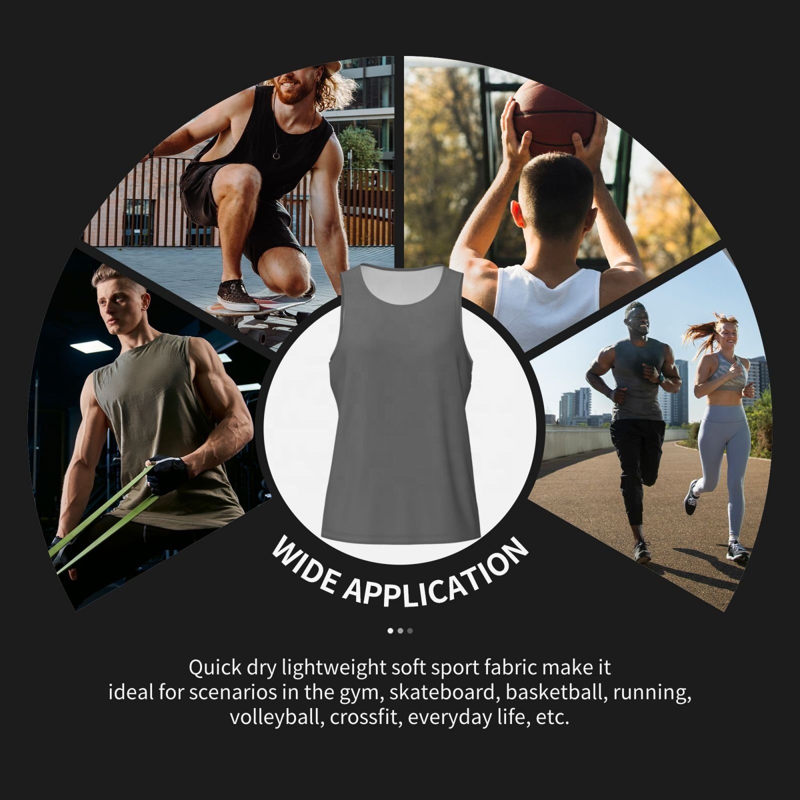 High Quality Fitness Bodybuilding Custom Designs Basics Gym Tank Tops Gray Men Singlet Casual 100% Polyester Street wear Vest