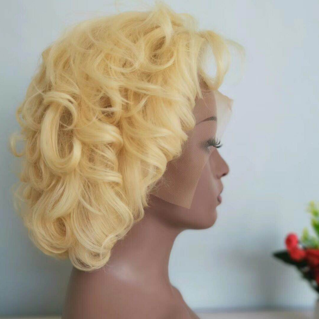 Cheap 613 Deep Short Curly Wig Human Hair Wig for Black Frontal Natural Women, Tpart Lace Brazilian Hair Swiss Lace Average Size