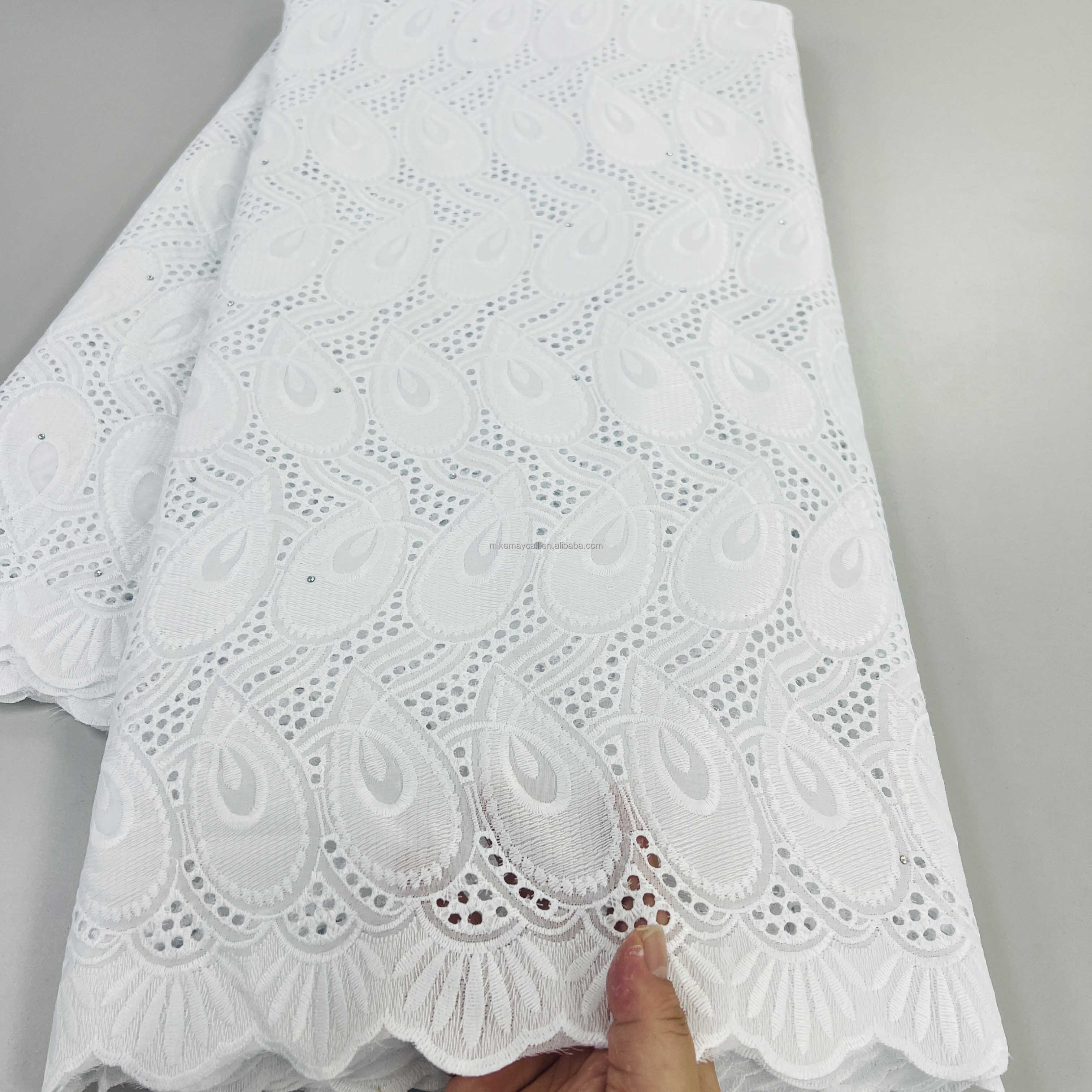 High Quality French Net Lace 100% Cotton Fabric Women Embroidered Swiss Voile Cotton Lace for Wedding
