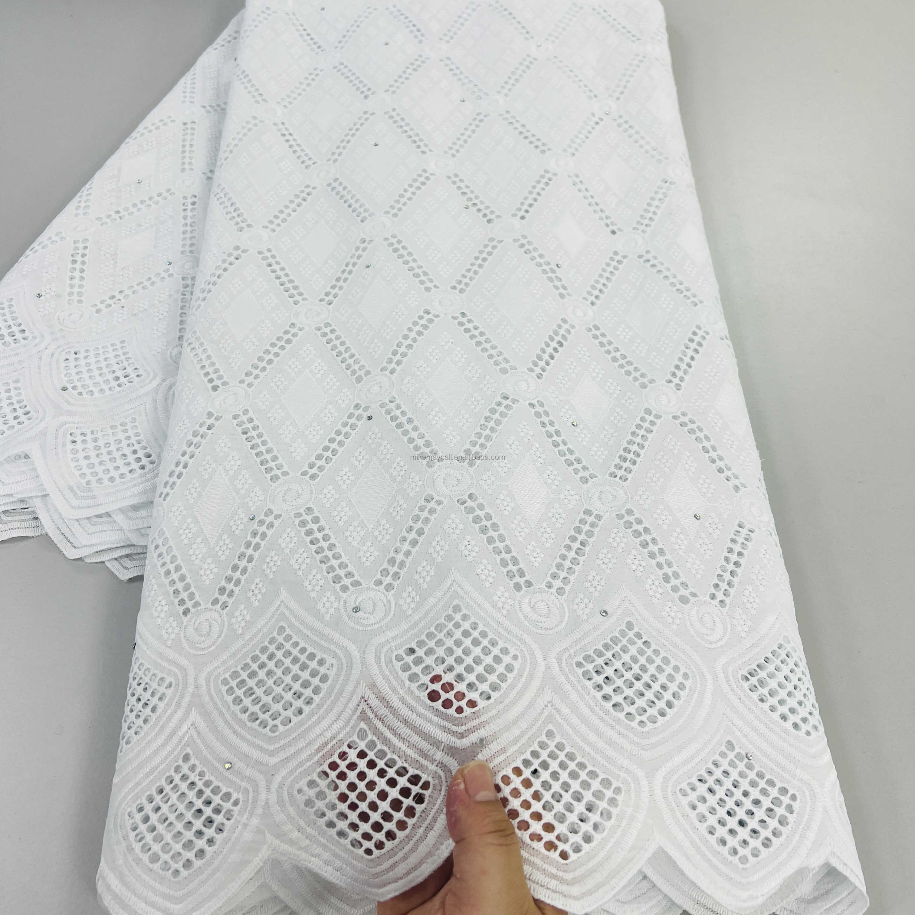 High Quality French Net Lace 100% Cotton Fabric Women Embroidered Swiss Voile Cotton Lace for Wedding