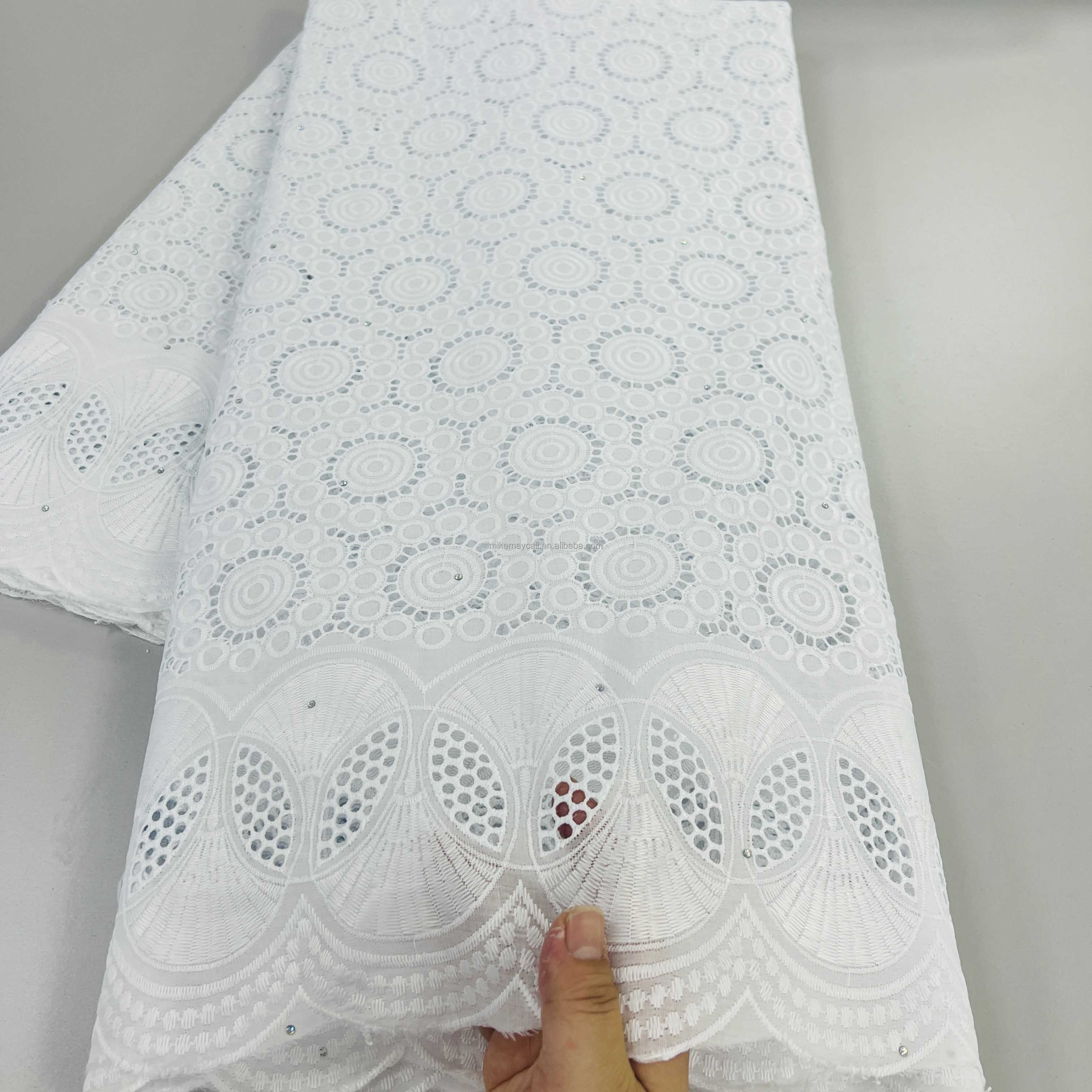 High Quality French Net Lace 100% Cotton Fabric Women Embroidered Swiss Voile Cotton Lace for Wedding