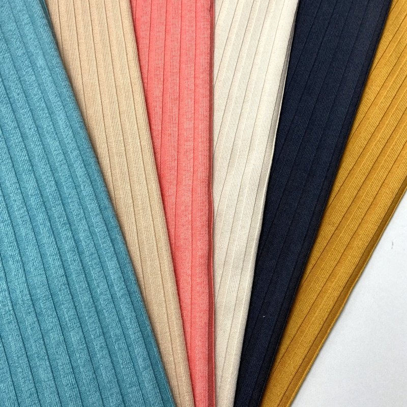 Custom color ribbing 78% polyester 18% rayon 4% spandex wide soft knitting 6*6 TR rib fabric for sweater