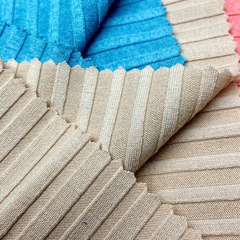 Custom color ribbing 78% polyester 18% rayon 4% spandex wide soft knitting 6*6 TR rib fabric for sweater