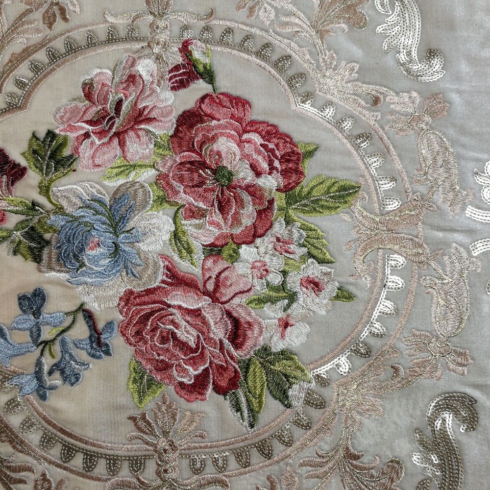 polyester flower embroidery tulle fabric for upholstery