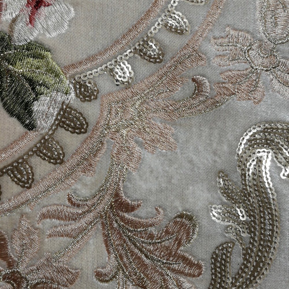 polyester flower embroidery tulle fabric for upholstery