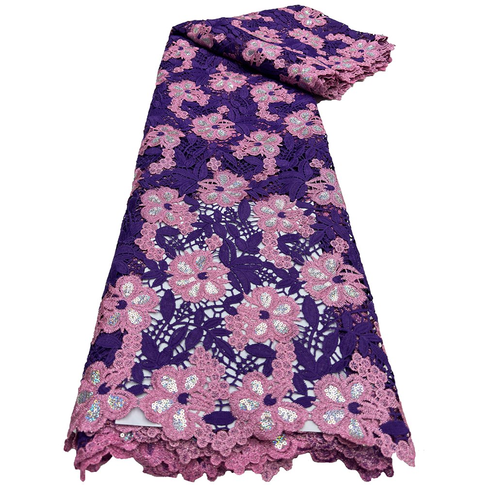 NI.AI Colorful Soft African Guipure Lace High Quality Plain Couple Cord Lace Cupion Embroidery Fabric for Ladies Gentlemen Dress