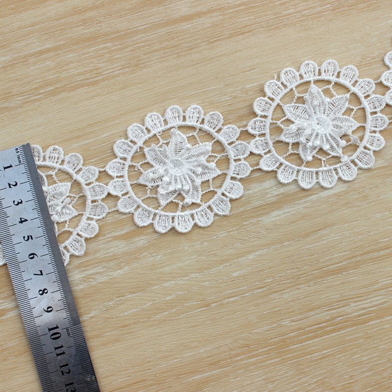 Zeal High Quality 3D Flower Floral Embroidery Lace Trim Cotton Milk Silk Fabric for DIY Wedding Dress Decoration Cord