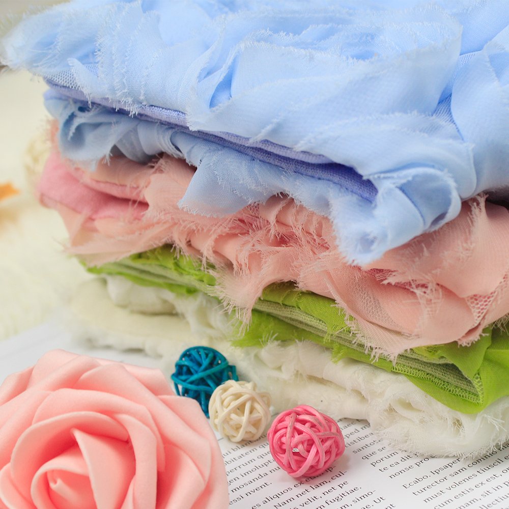 Pure and fresh rose chiffon embroidery fabric for pillow cover manufacturers wholesale