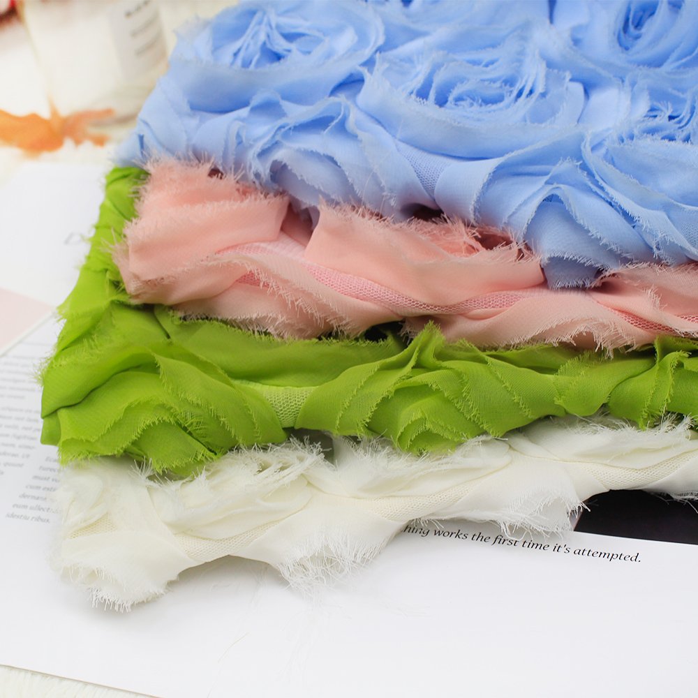Pure and fresh rose chiffon embroidery fabric for pillow cover manufacturers wholesale