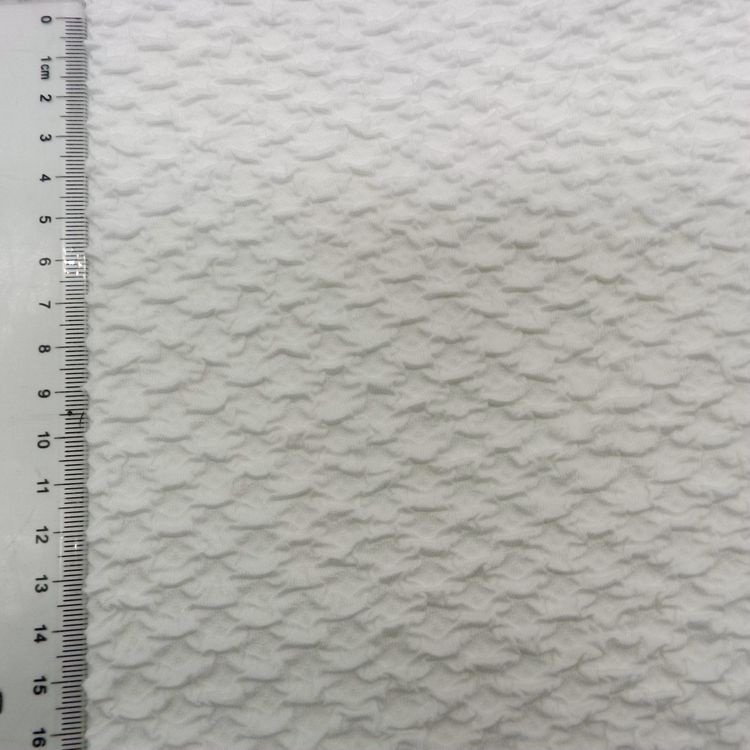 White color high quality knitted high stretch pleated crinkle seersucker ribs jacquard fabric for swimwear dress garments sports
